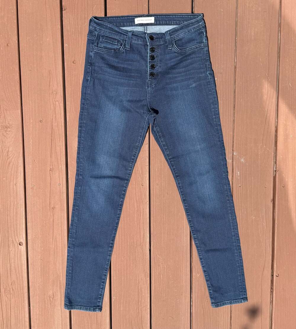 Flying Monkey Style Y1913-M High Rise Button Fly Skinny Jeans, Size 29